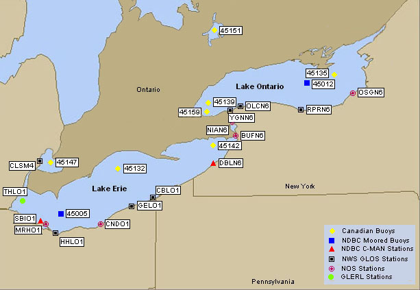 Mesomap of nearby weather buoys