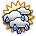 Mostly cloudy Heavy rain